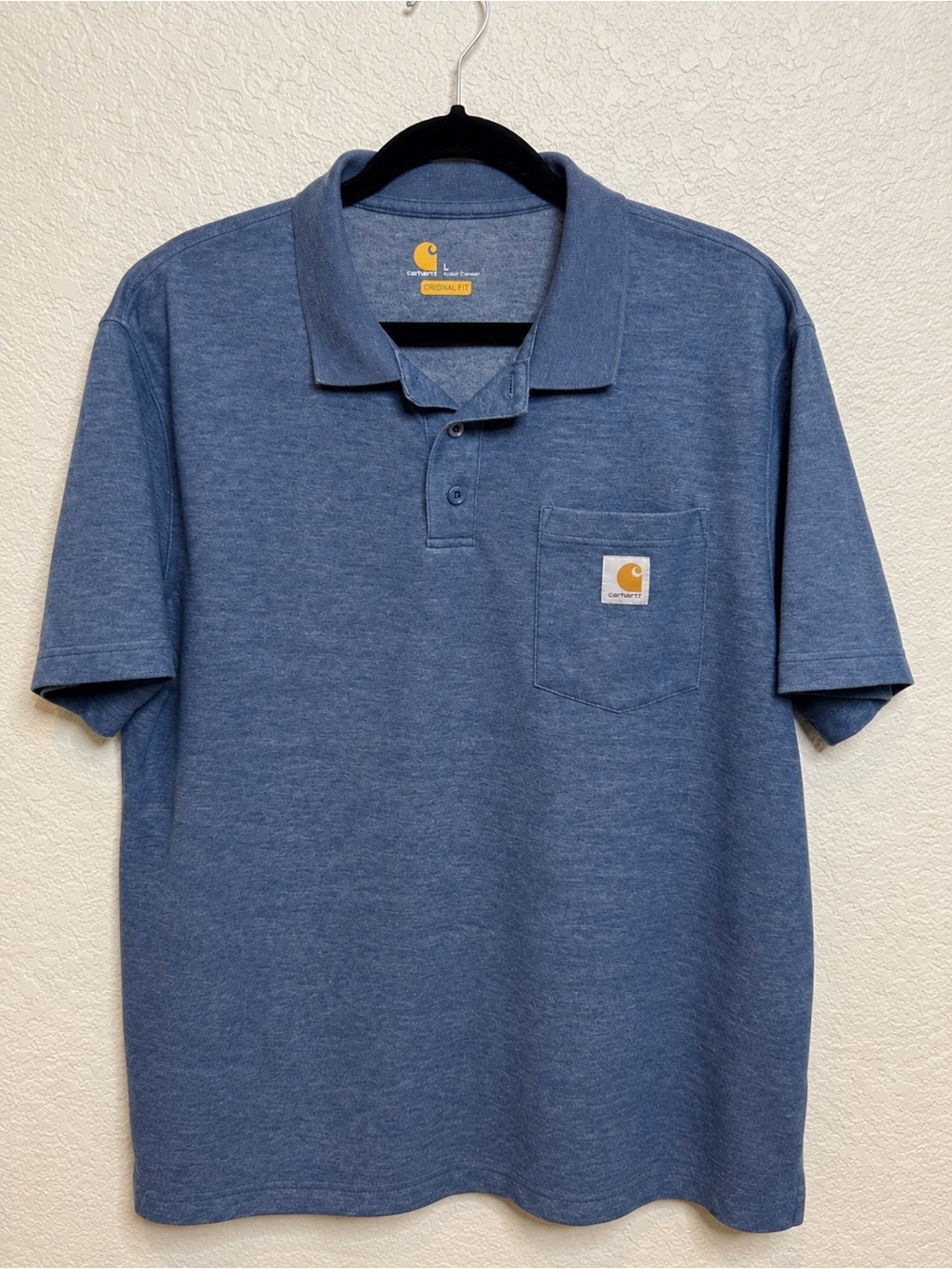 Carhartt Blue Heather Pocket Polo Shirt Men’s L Original Fit